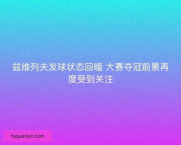 兹维列夫发球状态回暖 大赛夺冠前景再度受到关注